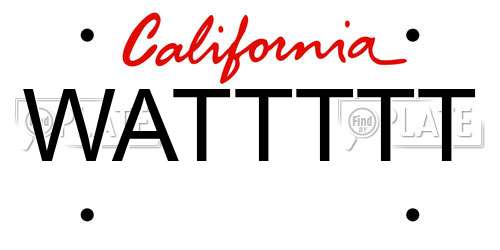 WATTTTT California License Plate