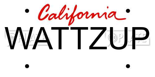 WATTZUP California License Plate