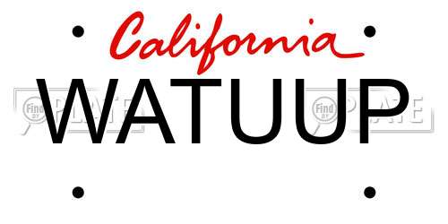 WATUUP California License Plate