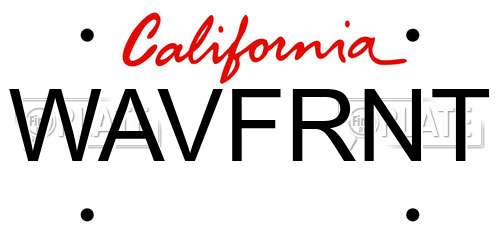 WAVFRNT California License Plate