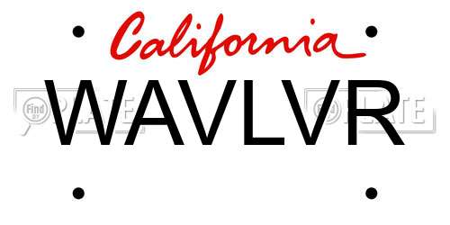 WAVLVR California License Plate
