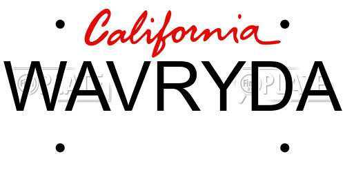 WAVRYDA California License Plate