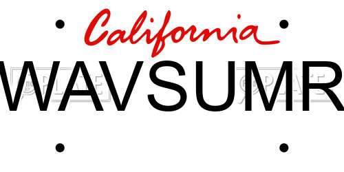 WAVSUMR California License Plate