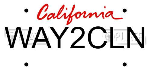 WAY2CLN California License Plate