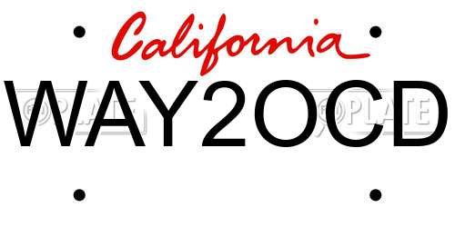 WAY2OCD California License Plate