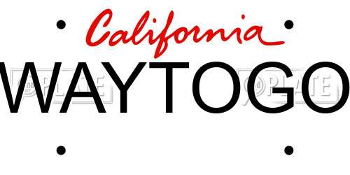 WAYTOGO California License Plate