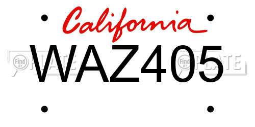 WAZ405 California License Plate