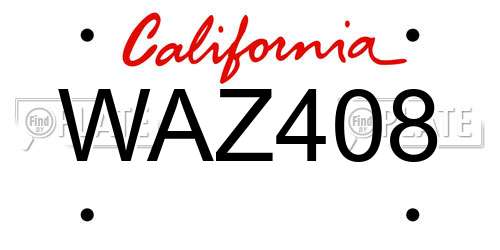 WAZ408 California License Plate