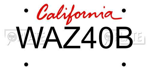 WAZ40B California License Plate