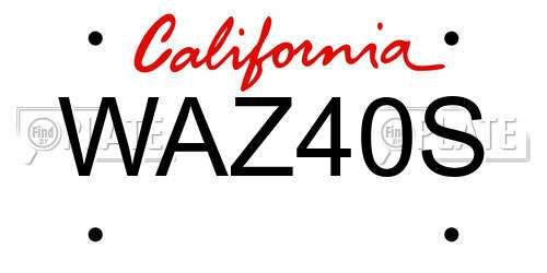 WAZ40S California License Plate