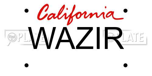 WAZIR California License Plate