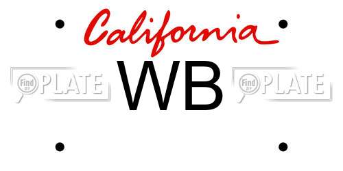 WB California License Plate