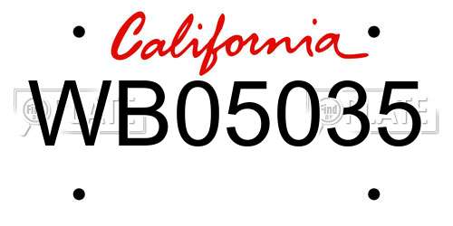 WB05035 California License Plate