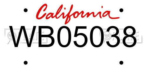 WB05038 California License Plate