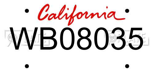 WB08035 California License Plate