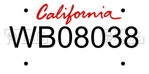 WB08038 California License Plate