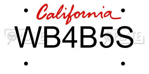 WB4B5S California License Plate