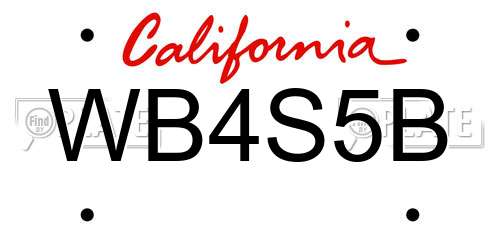 WB4S5B California License Plate