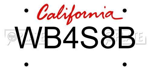 WB4S8B California License Plate