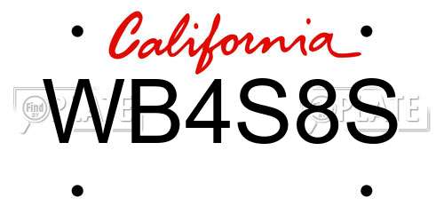 WB4S8S California License Plate