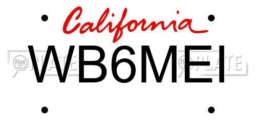 WB6MEI California License Plate