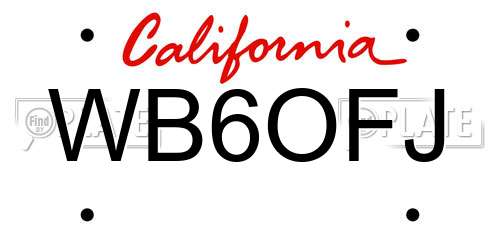 WB6OFJ California License Plate
