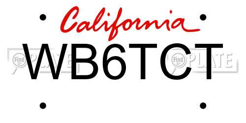 WB6TCT California License Plate