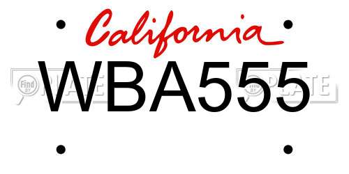 WBA555 California License Plate