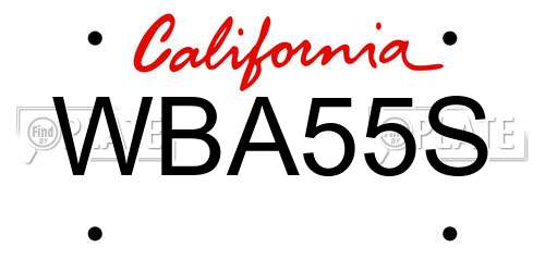 WBA55S California License Plate