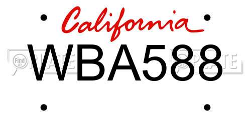 WBA588 California License Plate