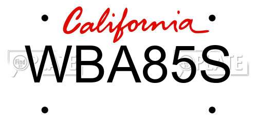 WBA85S California License Plate
