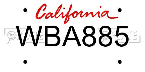 WBA885 California License Plate