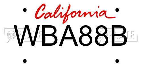 WBA88B California License Plate