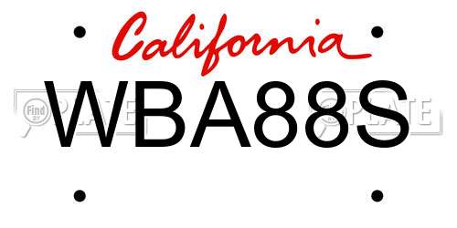 WBA88S California License Plate