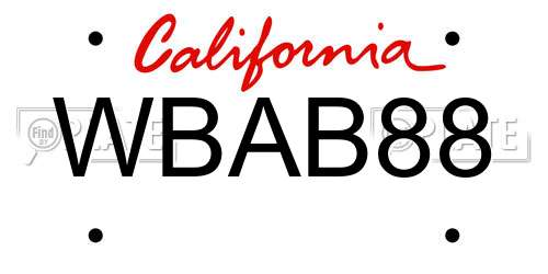 WBAB88 California License Plate