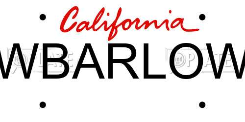 WBARLOW California License Plate