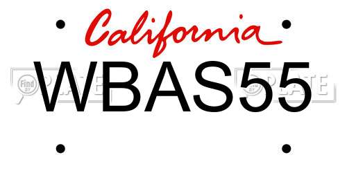 WBAS55 California License Plate