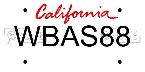 WBAS88 California License Plate