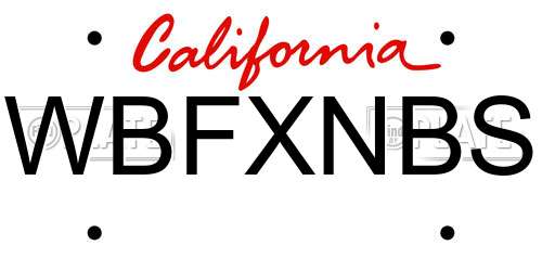 WBFXNBS California License Plate