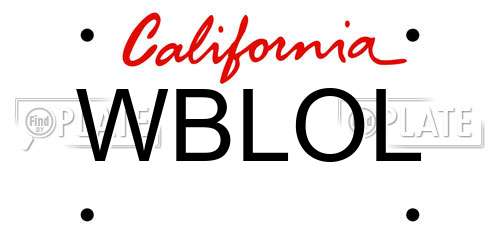 WBLOL California License Plate