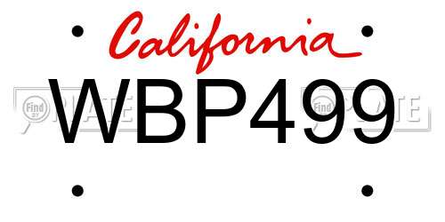 WBP499 California License Plate