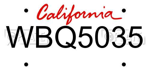 WBQ5035 California License Plate