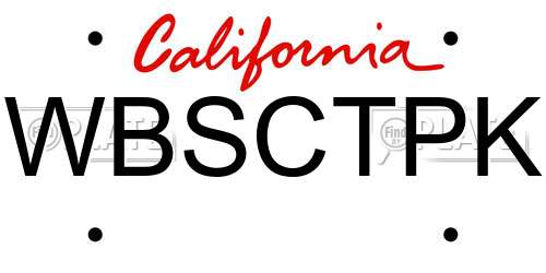 WBSCTPK California License Plate