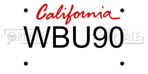 WBU90 California License Plate
