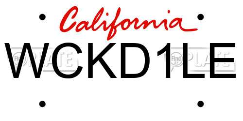WCKD1LE California License Plate