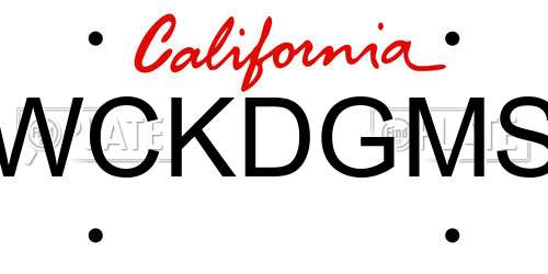 WCKDGMS California License Plate