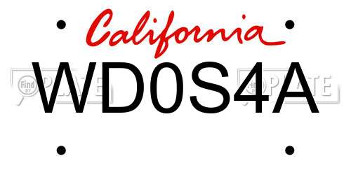 WD0S4A California License Plate