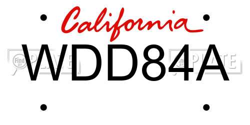 WDD84A California License Plate