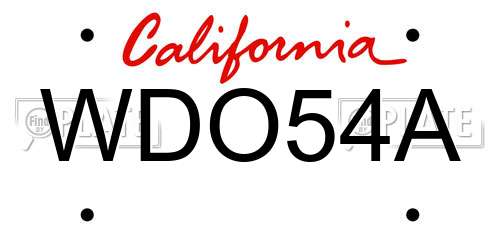 WDO54A California License Plate