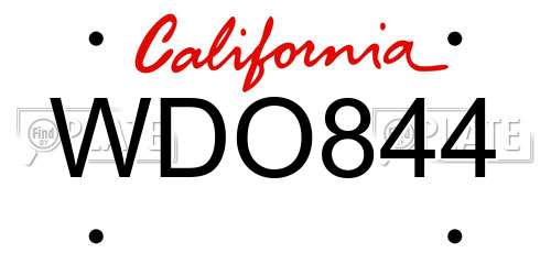 WDO844 California License Plate